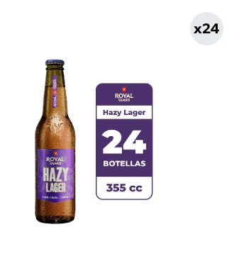 24x Cerveza Royal Guard Hazy Lager 5° Botella 355cc