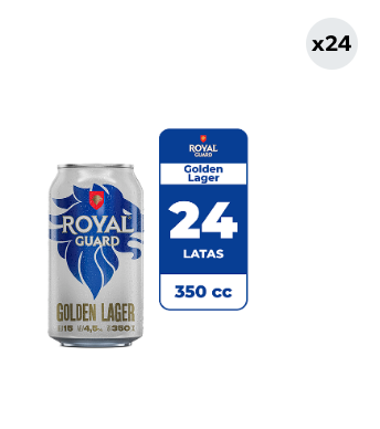 24x Cerveza Royal Guard Golden Lager 4.5° Lata 350cc