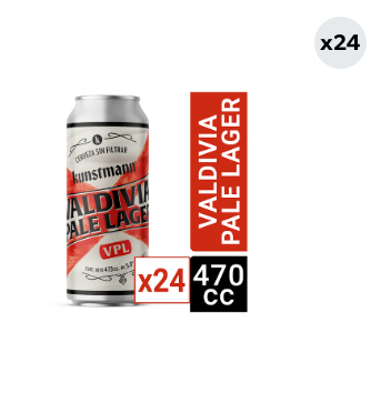 24x Cerveza Kunstmann Valdivia Pale Lager 5.2° Lata 470cc