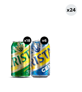 24x Pack Cerveza Cristal Mixto (18 con alcohol + 6 sin alcohol) Lata 350cc
