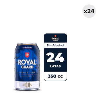 24x Cerveza Royal Guard Sin Alcohol Lata 350cc