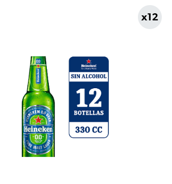 12x Cerveza Heineken Sin Alcohol Botella 330cc