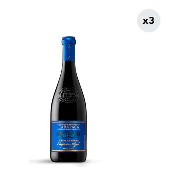 3x Vino Tarapacá Gran Reserva Etiqueta Azul 750cc