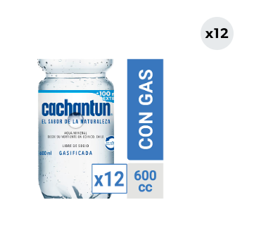 12x Agua Mineral Cachantun Con Gas 600cc