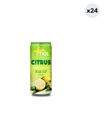 24x Agua Saborizada Mas Citrus Limón Con Gas Lata 310cc