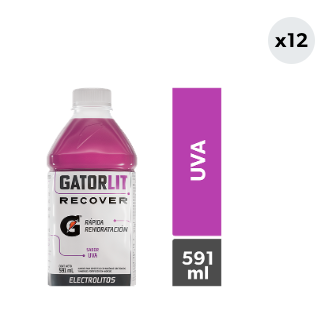12x Bebida Suero Gatorlit Uva 591cc