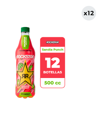 12x Bebida Energética Rockstar Sandía Punch 500cc